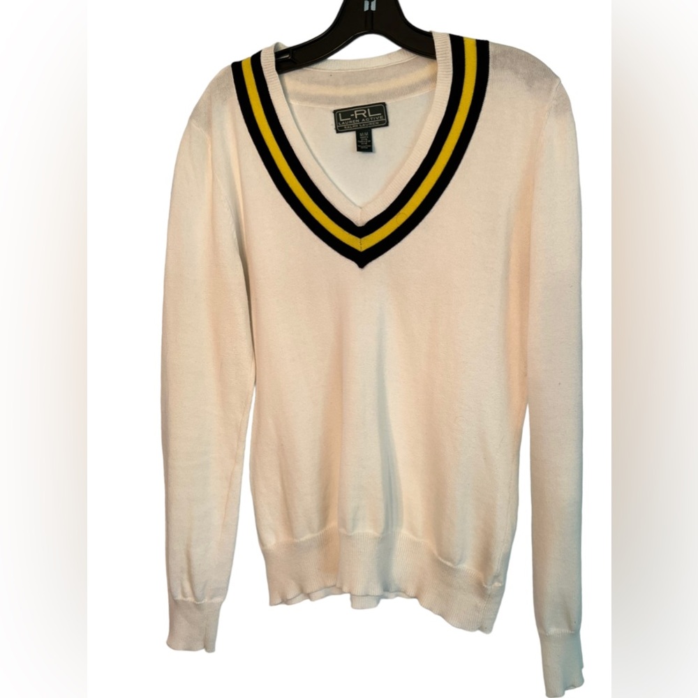 Lauren Ralph Lauren Striped Tennis Sweater, Sz M